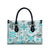 Hawaii Tapa Tribal Leather Bag With Hawaiian Quilt Pattern Aqua - Polynesian Pride