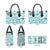 Hawaii Tapa Tribal Leather Bag With Hawaiian Quilt Pattern Aqua - Polynesian Pride