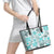 Hawaii Tapa Tribal Leather Tote Bag With Hawaiian Quilt Pattern Aqua LT9 - Polynesian Pride