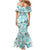 Hawaii Tapa Tribal Mermaid Dress With Hawaiian Quilt Pattern Aqua LT9 - Polynesian Pride