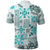 Hawaii Tapa Tribal Polo Shirt With Hawaiian Quilt Pattern Aqua LT9 - Polynesian Pride