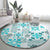 Hawaii Tapa Tribal Round Carpet With Hawaiian Quilt Pattern Aqua LT9 - Polynesian Pride