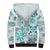 Hawaii Tapa Tribal Sherpa Hoodie With Hawaiian Quilt Pattern Aqua LT9 - Polynesian Pride