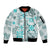 Hawaii Tapa Tribal Sleeve Zip Bomber Jacket With Hawaiian Quilt Pattern Aqua LT9 Unisex Aqua - Polynesian Pride