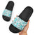 Hawaii Tapa Tribal Slide Sandals With Hawaiian Quilt Pattern Aqua - Polynesian Pride