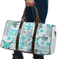 Hawaii Tapa Tribal Travel Bag With Hawaiian Quilt Pattern Aqua - Polynesian Pride