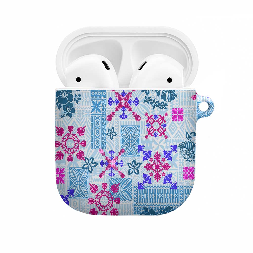 Hawaii Tapa Tribal AirPods Case With Hawaiian Quilt Pattern Blue - Polynesian Pride