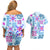 Hawaii Tapa Tribal Couples Matching Off Shoulder Short Dress and Hawaiian Shirt With Hawaiian Quilt Pattern Blue LT9 - Polynesian Pride