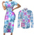 Hawaii Tapa Tribal Couples Matching Short Sleeve Bodycon Dress and Long Sleeve Button Shirt With Hawaiian Quilt Pattern Blue LT9 Blue - Polynesian Pride