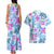 Hawaii Tapa Tribal Couples Matching Tank Maxi Dress and Hawaiian Shirt With Hawaiian Quilt Pattern Blue LT9 - Polynesian Pride