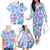 Hawaii Tapa Tribal Family Matching Off Shoulder Long Sleeve Dress and Hawaiian Shirt With Hawaiian Quilt Pattern Blue LT9 - Polynesian Pride