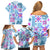 Hawaii Tapa Tribal Family Matching Off Shoulder Short Dress and Hawaiian Shirt With Hawaiian Quilt Pattern Blue LT9 - Polynesian Pride