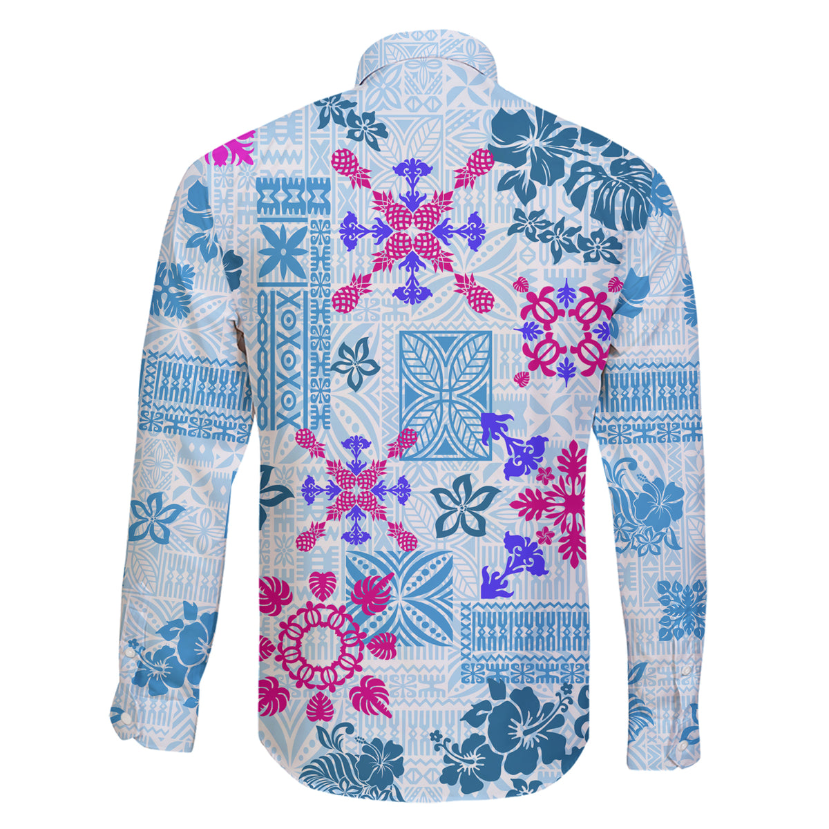 Hawaii Tapa Tribal Family Matching Short Sleeve Bodycon Dress and Hawaiian Shirt With Hawaiian Quilt Pattern Blue LT9 - Polynesian Pride