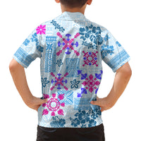 Hawaii Tapa Tribal Hawaiian Shirt With Hawaiian Quilt Pattern Blue LT9 - Polynesian Pride