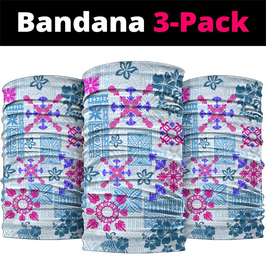 Hawaii Tapa Tribal Neck Gaiter With Hawaiian Quilt Pattern Blue - Polynesian Pride