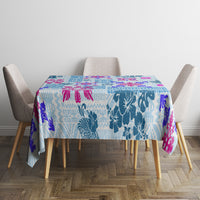 Hawaii Tapa Tribal Tablecloth With Hawaiian Quilt Pattern Blue LT9 - Polynesian Pride
