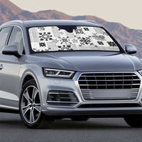 Hawaii Tapa Tribal Auto Sun Shade With Hawaiian Quilt Pattern Black - Polynesian Pride