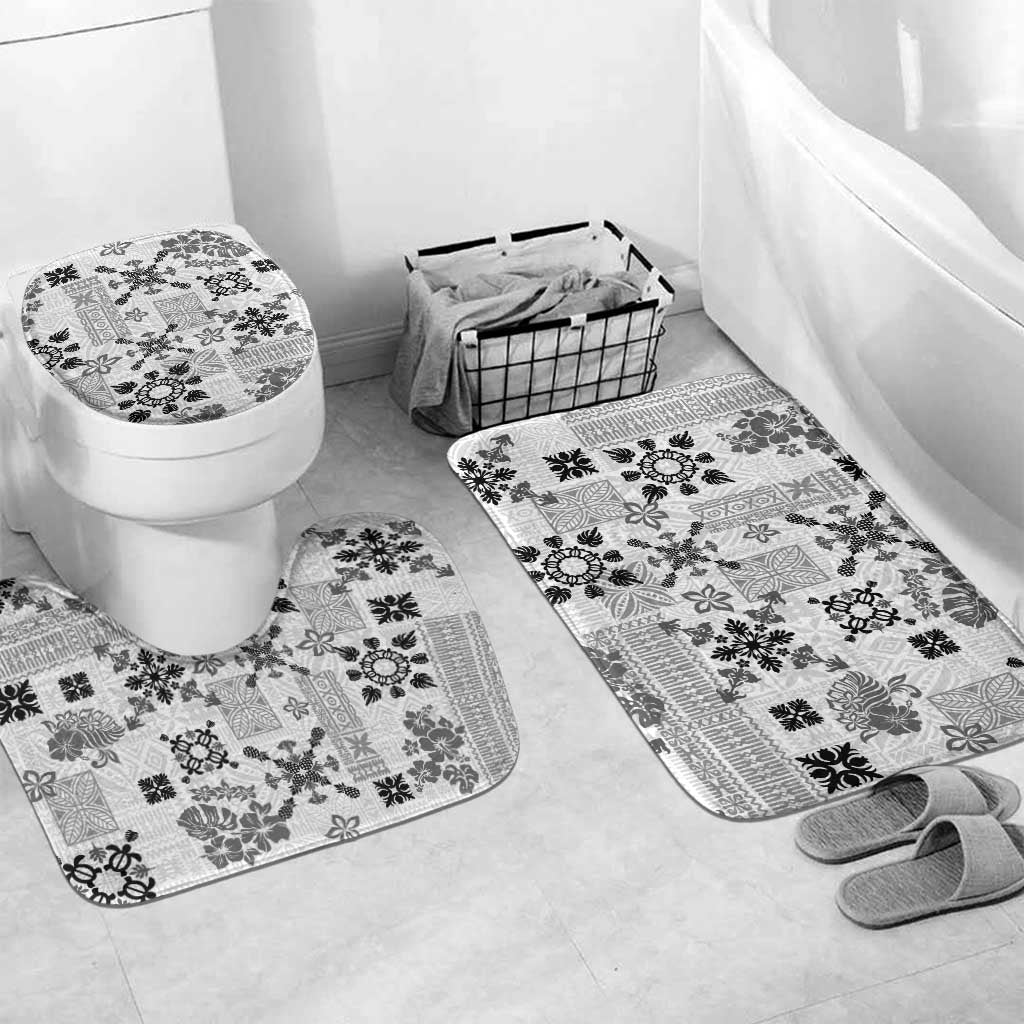 Hawaii Tapa Tribal Bathroom Set With Hawaiian Quilt Pattern Black - Polynesian Pride