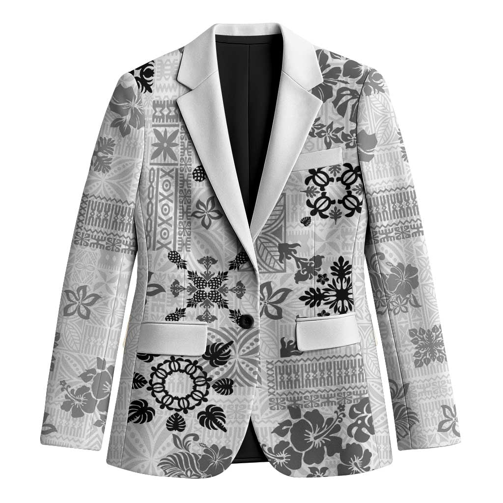 Hawaii Tapa Tribal Blazer With Hawaiian Quilt Pattern Black - Polynesian Pride