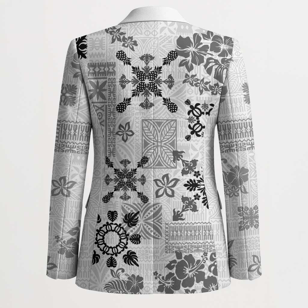 Hawaii Tapa Tribal Blazer With Hawaiian Quilt Pattern Black - Polynesian Pride