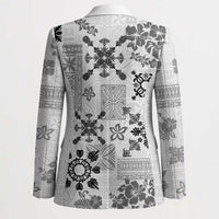 Hawaii Tapa Tribal Blazer With Hawaiian Quilt Pattern Black - Polynesian Pride