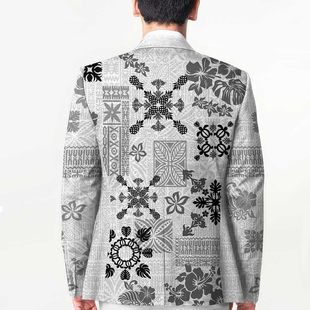 Hawaii Tapa Tribal Blazer With Hawaiian Quilt Pattern Black - Polynesian Pride