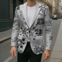 Hawaii Tapa Tribal Blazer With Hawaiian Quilt Pattern Black - Polynesian Pride