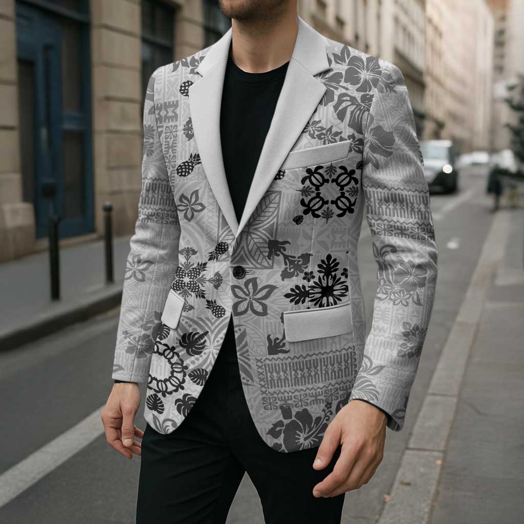 Hawaii Tapa Tribal Blazer With Hawaiian Quilt Pattern Black - Polynesian Pride