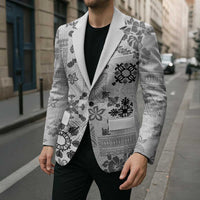 Hawaii Tapa Tribal Blazer With Hawaiian Quilt Pattern Black - Polynesian Pride