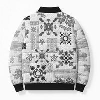 Hawaii Tapa Tribal Bomber Puffer Jacket With Hawaiian Quilt Pattern Black - Polynesian Pride