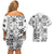 Hawaii Tapa Tribal Couples Matching Off Shoulder Short Dress and Hawaiian Shirt With Hawaiian Quilt Pattern Black LT9 - Polynesian Pride