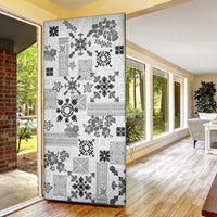 Hawaii Tapa Tribal Door Cover With Hawaiian Quilt Pattern Black - Polynesian Pride