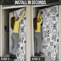 Hawaii Tapa Tribal Door Cover With Hawaiian Quilt Pattern Black - Polynesian Pride