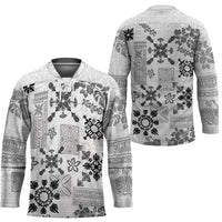 Hawaii Tapa Tribal Hockey Jersey With Hawaiian Quilt Pattern Black - Polynesian Pride