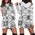 Hawaii Tapa Tribal Hoodie Dress With Hawaiian Quilt Pattern Black LT9 - Polynesian Pride