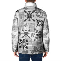 Hawaii Tapa Tribal Padded Jacket With Hawaiian Quilt Pattern Black - Polynesian Pride