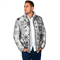 Hawaii Tapa Tribal Padded Jacket With Hawaiian Quilt Pattern Black - Polynesian Pride