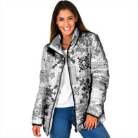 Hawaii Tapa Tribal Padded Jacket With Hawaiian Quilt Pattern Black - Polynesian Pride