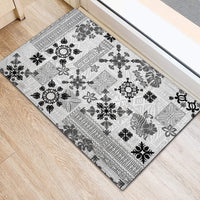 Hawaii Tapa Tribal Rubber Doormat With Hawaiian Quilt Pattern Black LT9 - Polynesian Pride