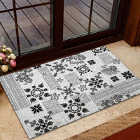 Hawaii Tapa Tribal Rubber Doormat With Hawaiian Quilt Pattern Black LT9 - Polynesian Pride