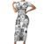 Hawaii Tapa Tribal Short Sleeve Bodycon Dress With Hawaiian Quilt Pattern Black LT9 Long Dress Black - Polynesian Pride