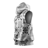 Hawaii Tapa Tribal Sleeveless Hoodie With Hawaiian Quilt Pattern Black LT9 - Polynesian Pride