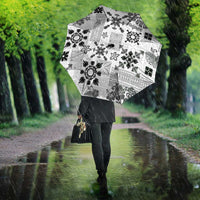 Hawaii Tapa Tribal Umbrella With Hawaiian Quilt Pattern Black - Polynesian Pride