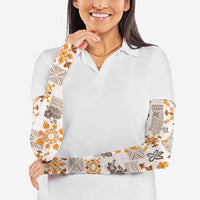 Hawaii Tapa Tribal Arm Sleeves With Hawaiian Quilt Pattern Gold - Polynesian Pride