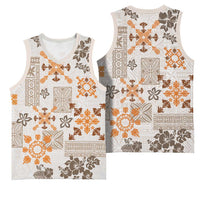 Hawaii Tapa Tribal Basketball Jersey With Hawaiian Quilt Pattern Gold LT9 - Polynesian Pride