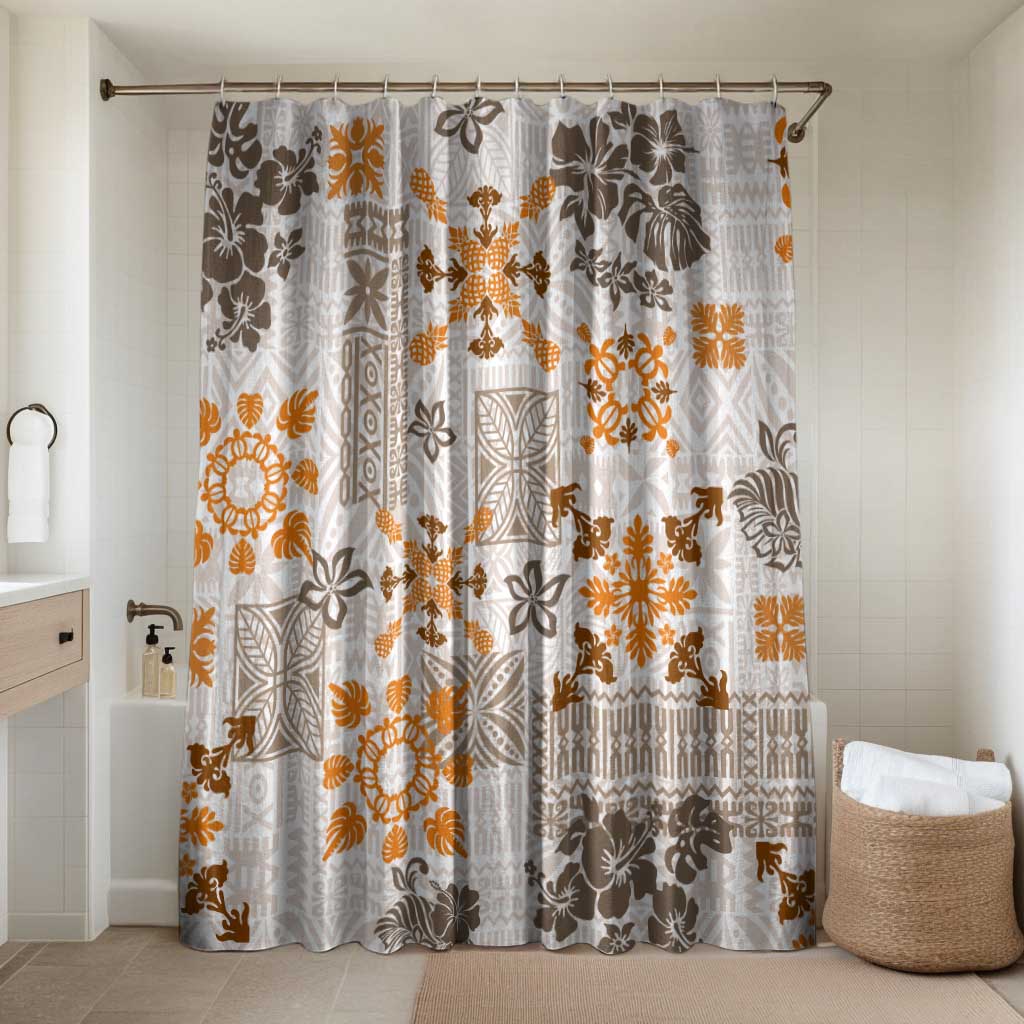 Hawaii Tapa Tribal Bathroom Set With Hawaiian Quilt Pattern Gold - Polynesian Pride