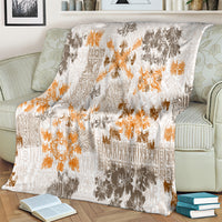 Hawaii Tapa Tribal Blanket With Hawaiian Quilt Pattern Gold LT9 - Polynesian Pride