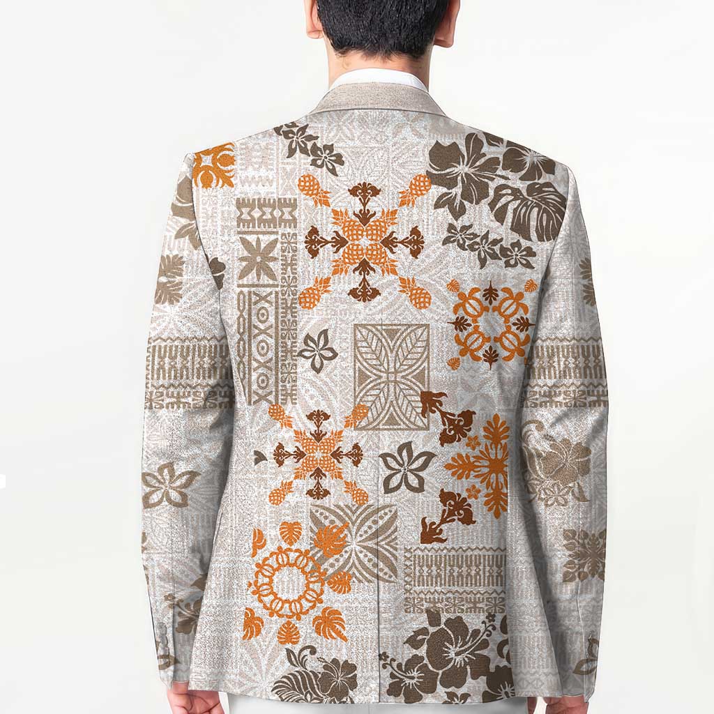 Hawaii Tapa Tribal Blazer With Hawaiian Quilt Pattern Gold - Polynesian Pride