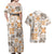 Hawaii Tapa Tribal Couples Matching Off Shoulder Maxi Dress and Hawaiian Shirt With Hawaiian Quilt Pattern Gold LT9 - Polynesian Pride