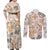 Hawaii Tapa Tribal Couples Matching Off Shoulder Maxi Dress and Long Sleeve Button Shirt With Hawaiian Quilt Pattern Gold LT9 - Polynesian Pride